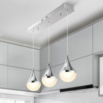 Elyse Teardrop Modern Mid-Century Iron/Acrylic Integrated Linear LED Pendant - JONATHAN Y